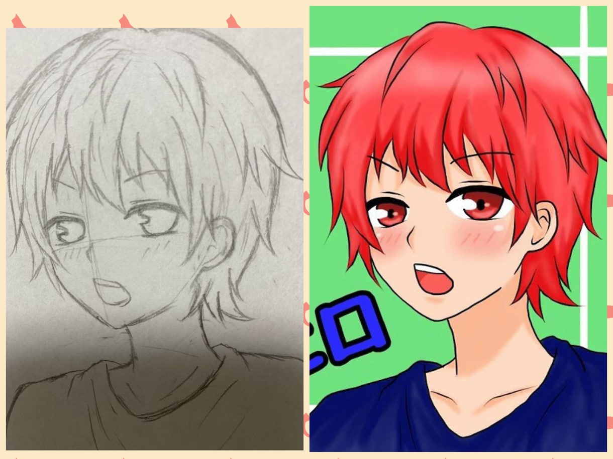 手描きの絵をデジタル化します スマホ撮影でOK！トレース、色付けします！ イメージ1
