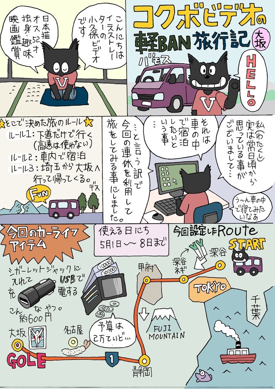 ほっこりする。レポート漫画描きます 小久保ビデオの「軽BAN旅行記」。 イメージ1