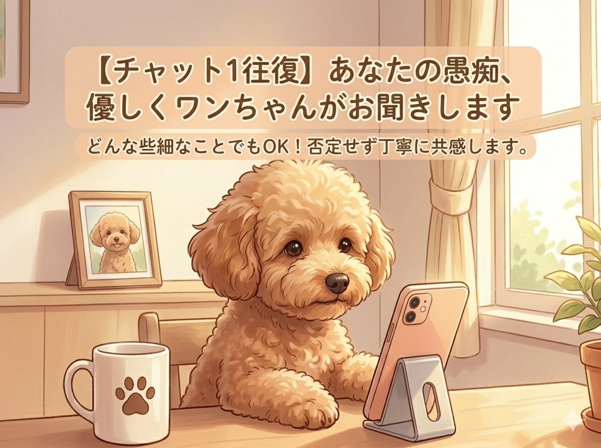 あなたの愚痴、優しくワンちゃんがお聞きします 【3日間メッセージ送り放題】否定せず、心を込めてお返事します イメージ1