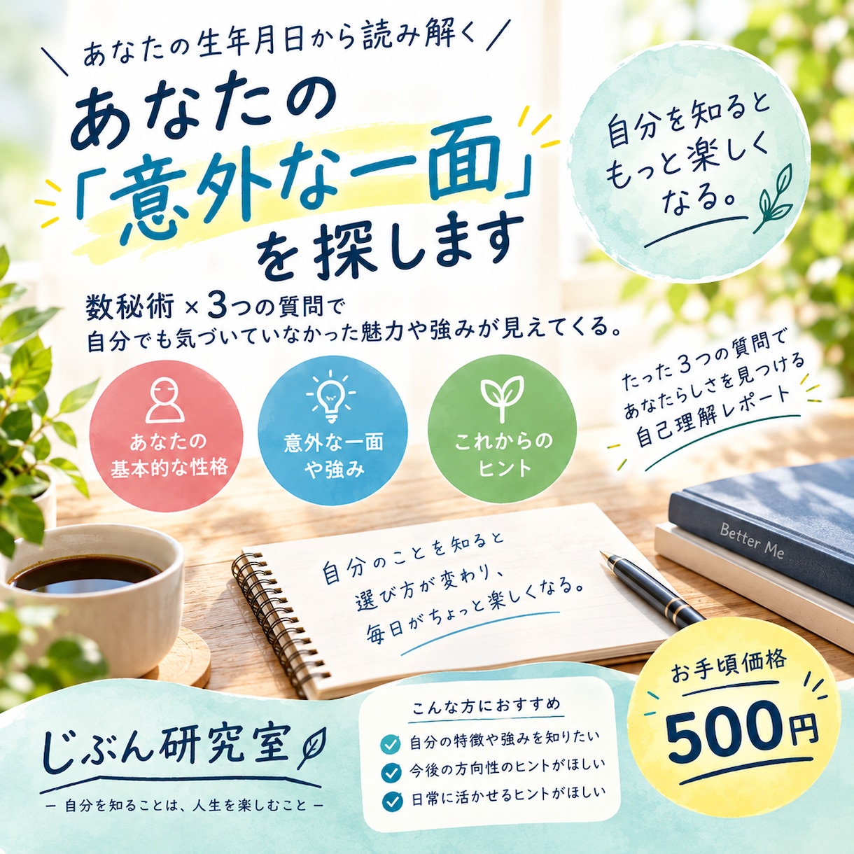 あなたの「意外な一面」を探します 数秘術×3つの質問で自己理解のきっかけを イメージ1