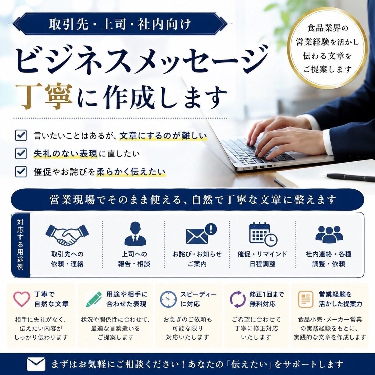 ビジネスメール・案内文を3通作成しますます 伝えたい想いを、伝わるビジネス文章に。 イメージ1