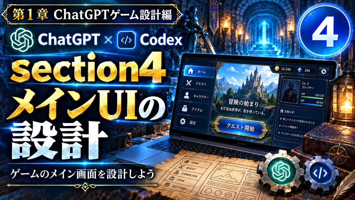 ChatGPT×Codexでゲーム制作教えます チャットするだけ！ノーコードでWiz風ダンジョンRPGを作る イメージ4