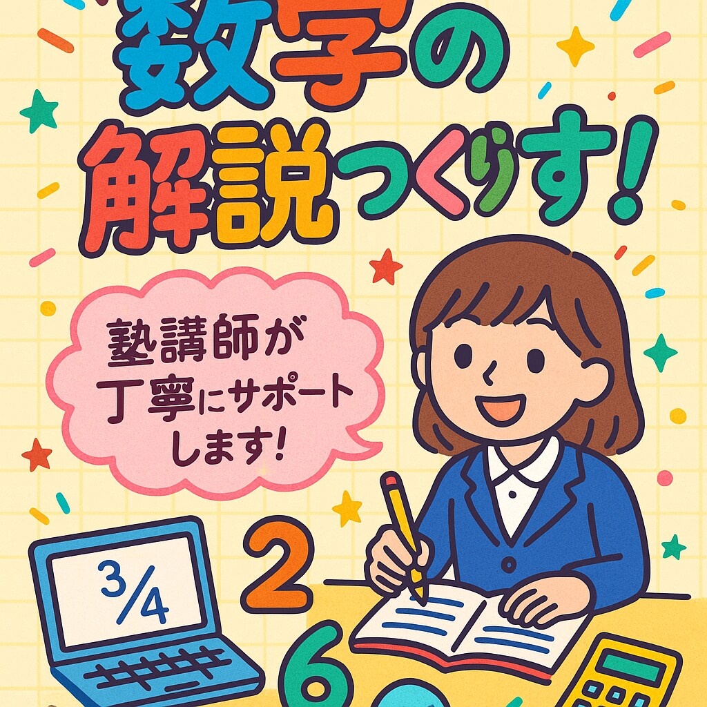 数学の解答を作成し、テスト対策のお手伝いをします 個別指導塾勤務歴8年の講師が、わかりやすい解説を作成します イメージ1