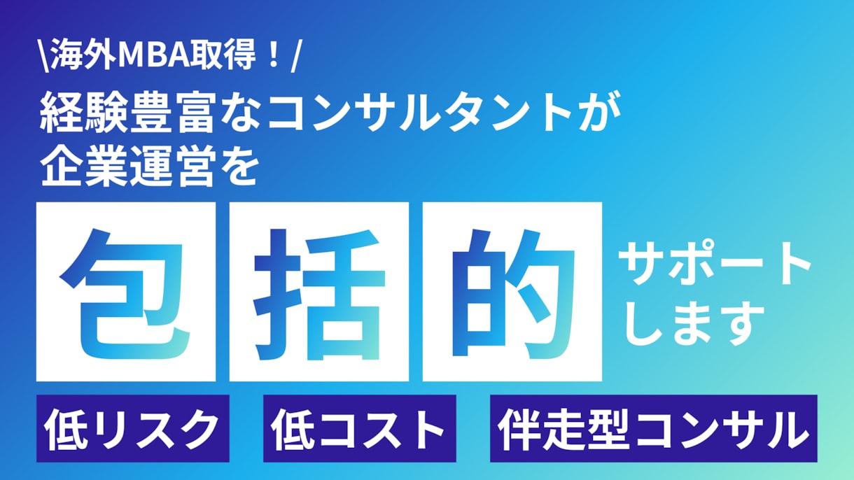 経験豊富なコンサルが企業運営を包括サポートします 低リスク・低コスト、伴走型コンサルティングで包括サポート イメージ1