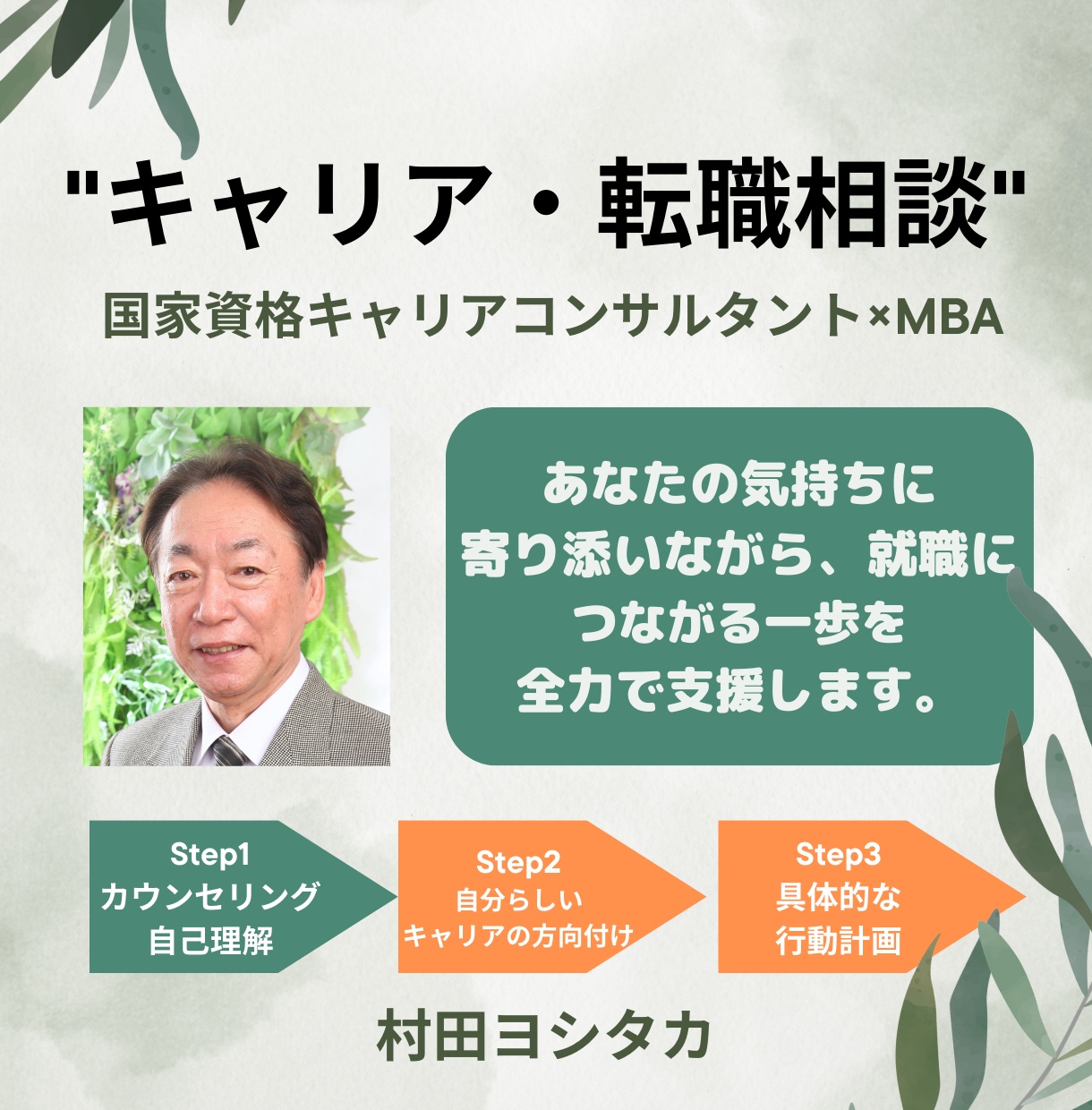 あなたの転職、仕事、キャリアをフルサポートします ...国家資格キャリアコンサルタント×MBAがしっかり伴走 イメージ1
