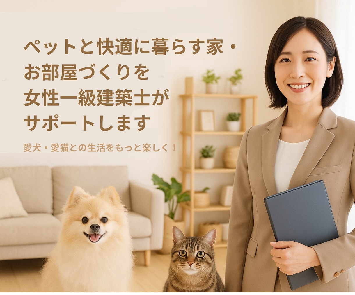 ペットと快適に暮らすお部屋づくりをサポートします 女性一級建築士と考える犬猫との生活をもっと楽しく！ イメージ1