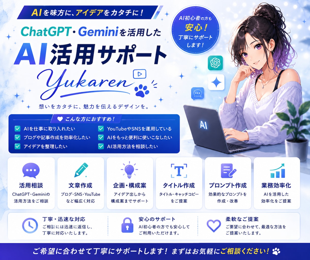 ChatGPT・Gemini活用をサポートします 初心者の方にも分かりやすくご案内します イメージ1