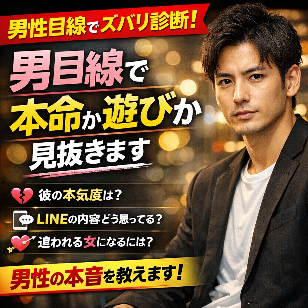 男目線で本命か遊びか見抜きます 彼の本気度を男目線で見抜きます イメージ1
