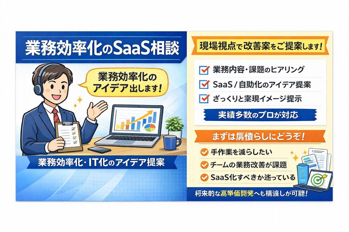 業務効率化のSaaS相談乗ります 現状の業務の SaaS・ITツールを使った効率化を提案します イメージ1