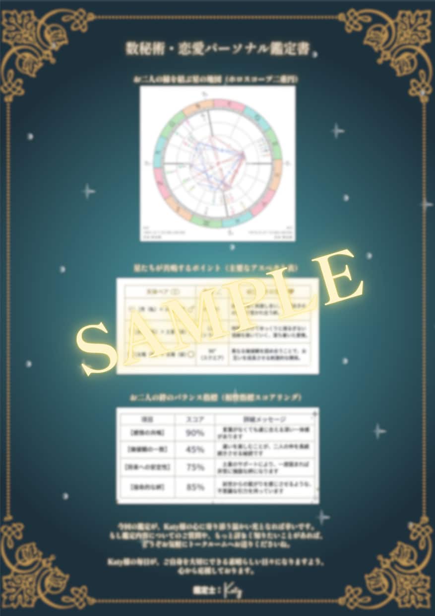 西洋占星術であなたと彼の恋の運命を鑑定します 星が紡ぐ物語。出生図から導く、あなたと彼だけの特別なつながり イメージ3