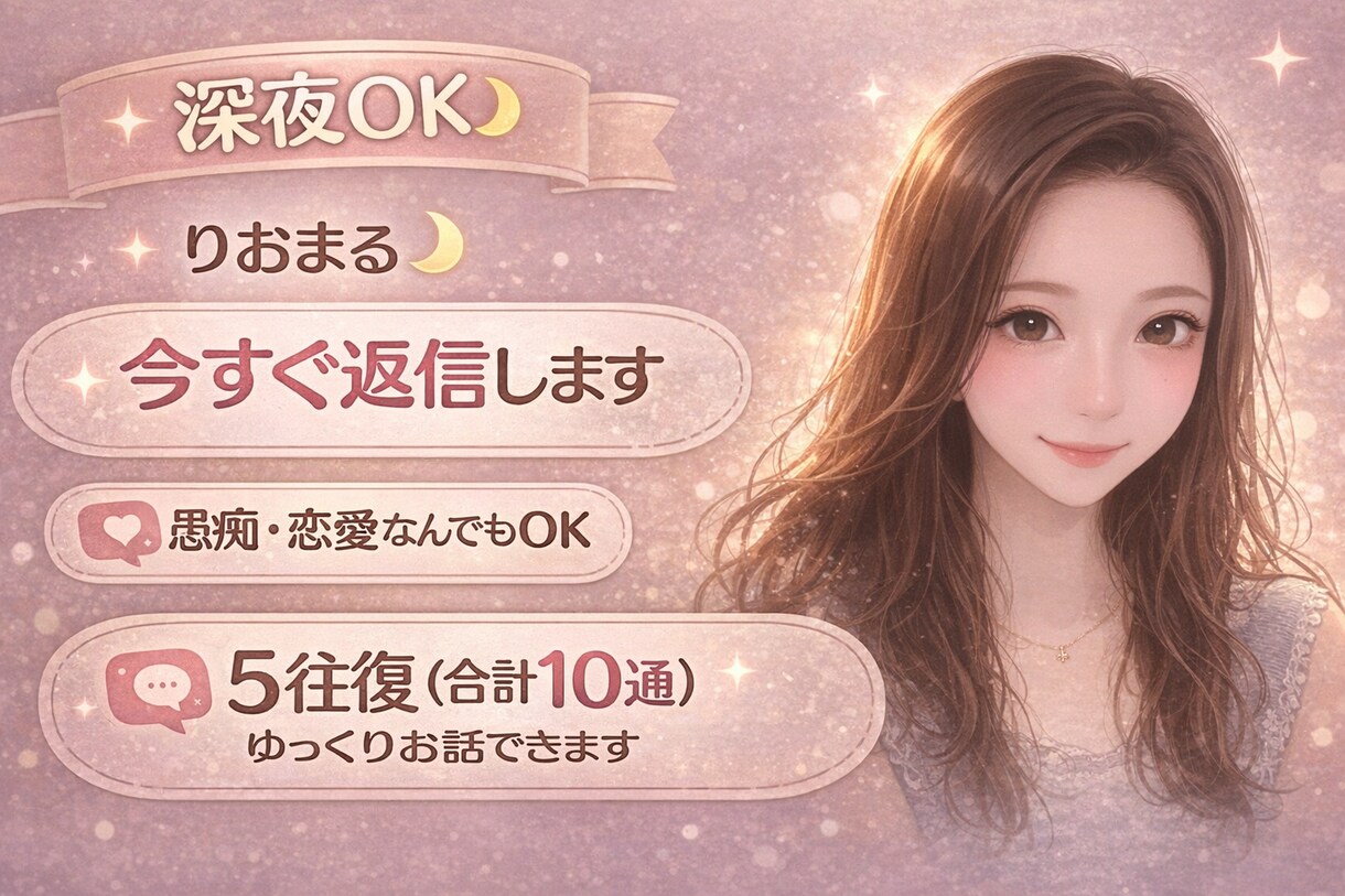 即レス！寝れない夜の恋愛・不安なんでも聞きます 5往復チャットで夜職歴10年の私があなたを全肯定❤️ イメージ1