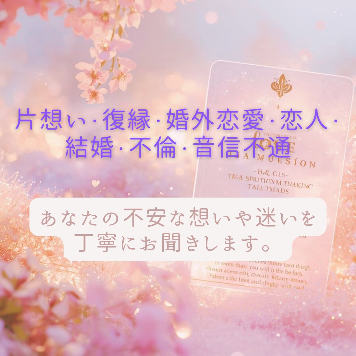恋愛♥️お相手の気持ち・未来を霊視で読み解きます 復縁・片想い・曖昧な関係・音信不通 迷う想いをスッキリ解消✨ イメージ2
