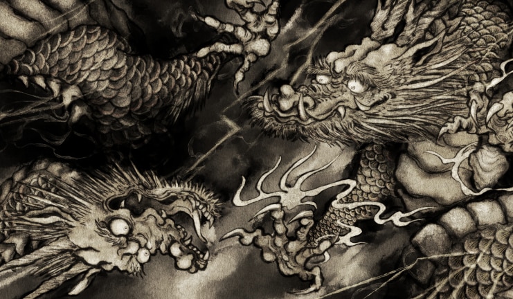 迫力ある龍の和風イラストを描きます 日本画 御朱印 ラベル 浮世絵 グッズ 看板ジャケット　和風 イメージ1