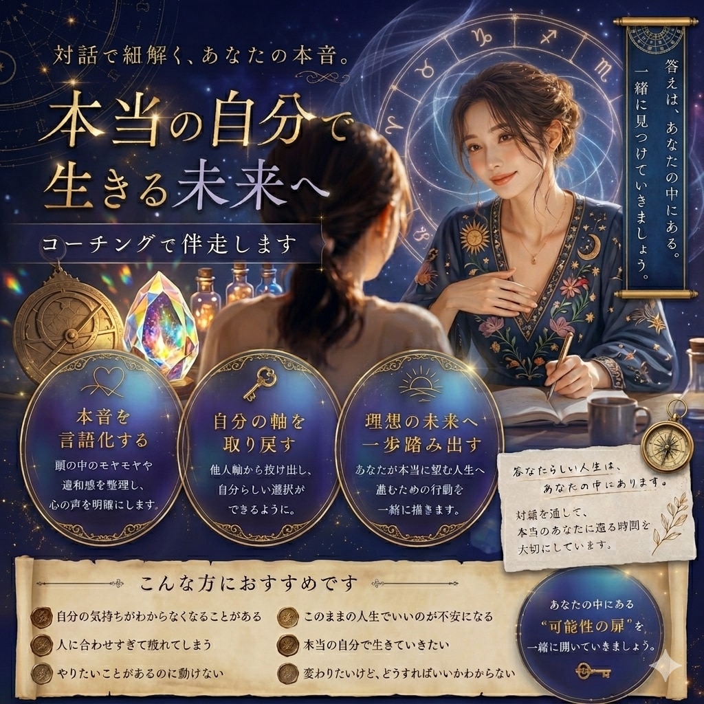 あなたの【自分への本音】をコーチングで伴走します 絡まった思考や想いに補助線を引きます イメージ1