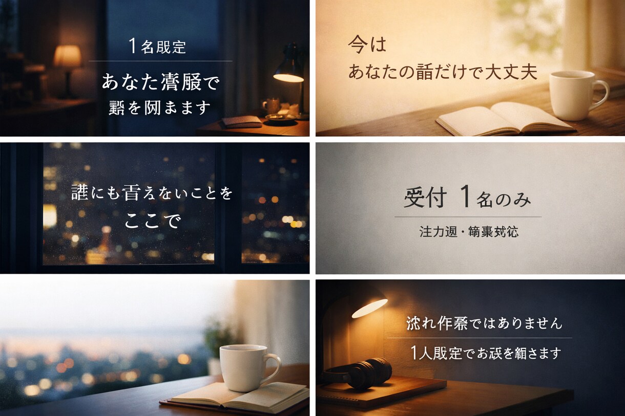 今辛いあなた専属でお話を聞きます。1名限定ます 受付は常に1名様のみです。雑に扱うことはございません。 イメージ1