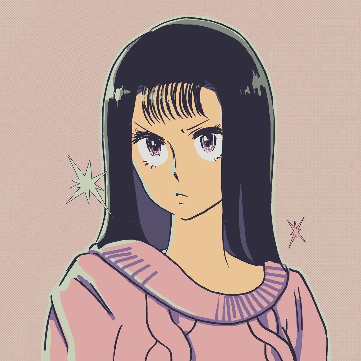 70~80年代少女漫画テイストのアイコン描きます レトロな少女漫画テイストのSNSアイコンです。 イメージ3