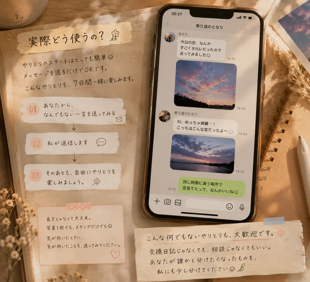 あなたと7日間、交換日記をします 交換日記でも、手紙でも、今日の空でも。 イメージ2