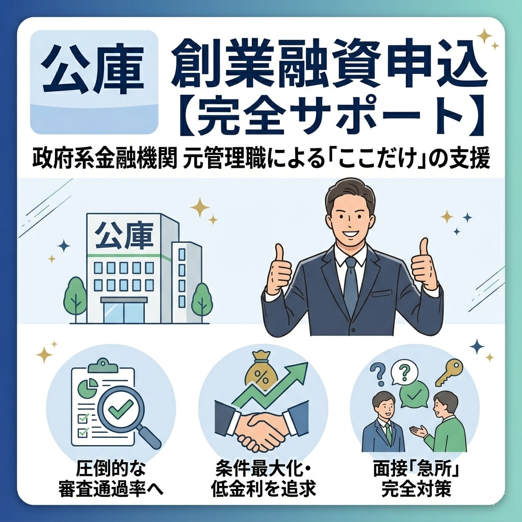 公庫　創業融資申込のサポートをします 元公庫管理職の財務支援専門行政書士があなたの可能性を高める イメージ1