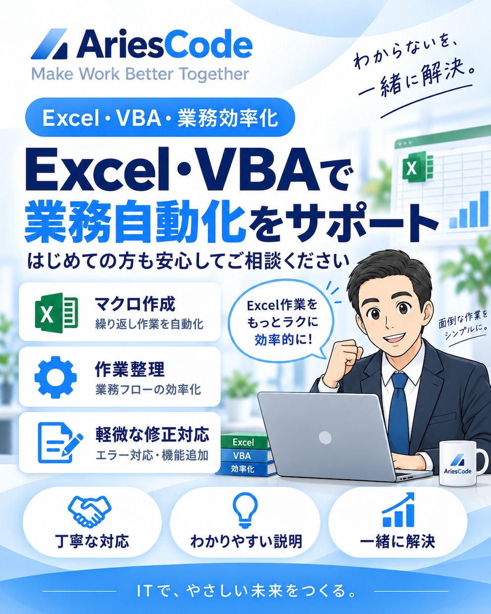 Excelの定型作業をVBAで自動化します 面倒な繰り返し作業をマクロで効率化します イメージ1