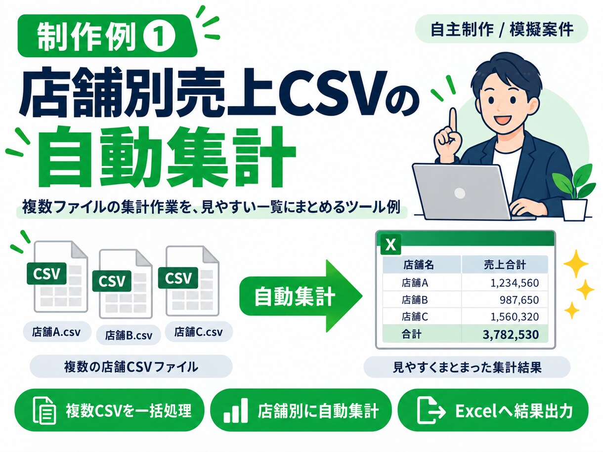 Excel・CSVの繰り返し作業を自動化します 集計・整形・転記など面倒な事務作業をラクにします イメージ4