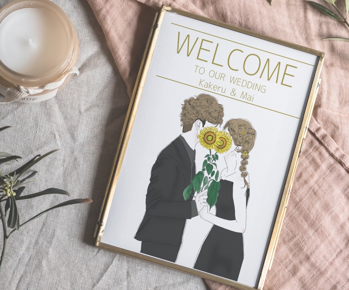 結婚式に！大人可愛いウェルカムボードを描きます 繊細タッチで描くそっくりでオシャレなウェルカムボード♡ イメージ4
