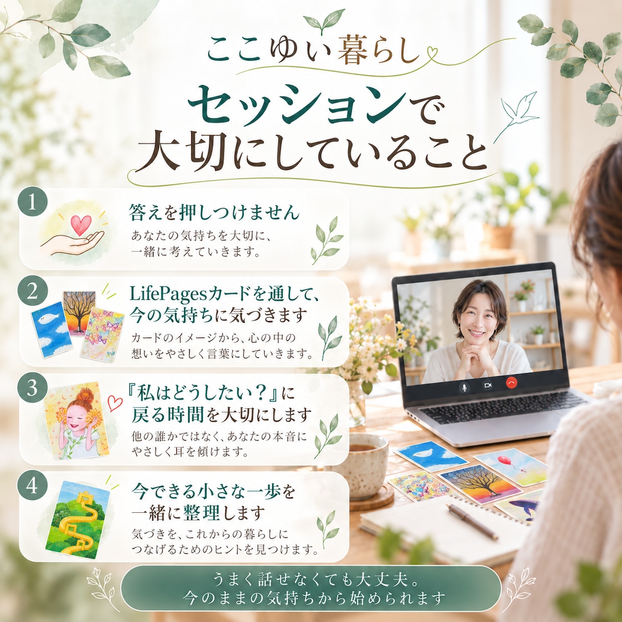 このままでいいのかな？を一緒に整理します 自分がどうしたいのか、大切にしたいことを対話で見つける時間 イメージ3