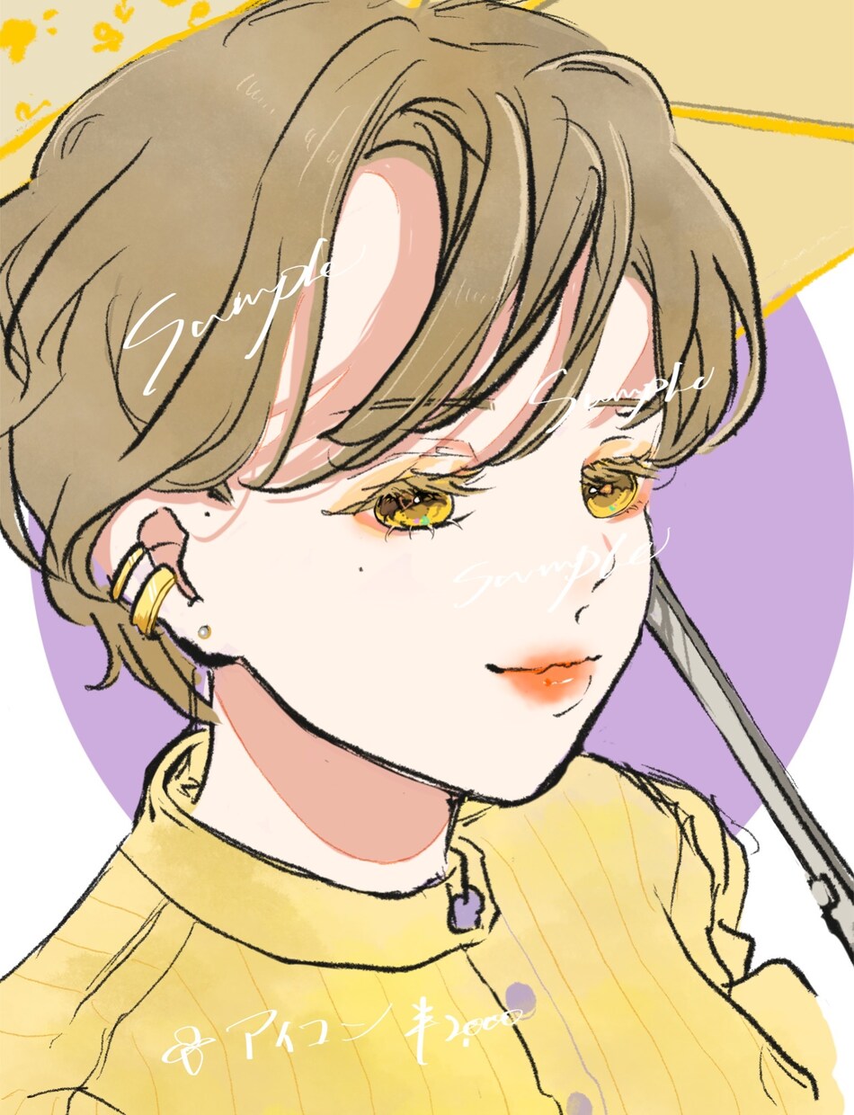 似顔絵も〇優しい雰囲気で思い出の一瞬を描きます 母の日・誕生日等のお祝いカードやSNSのアイコンにお勧めです イメージ2