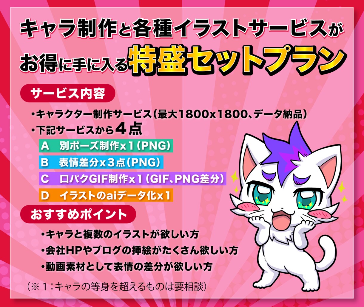 なんと贅沢！！キャラ＋特盛セットで制作します 複数のイラスト、挿絵や動画素材が欲しい方にオススメです！ イメージ2