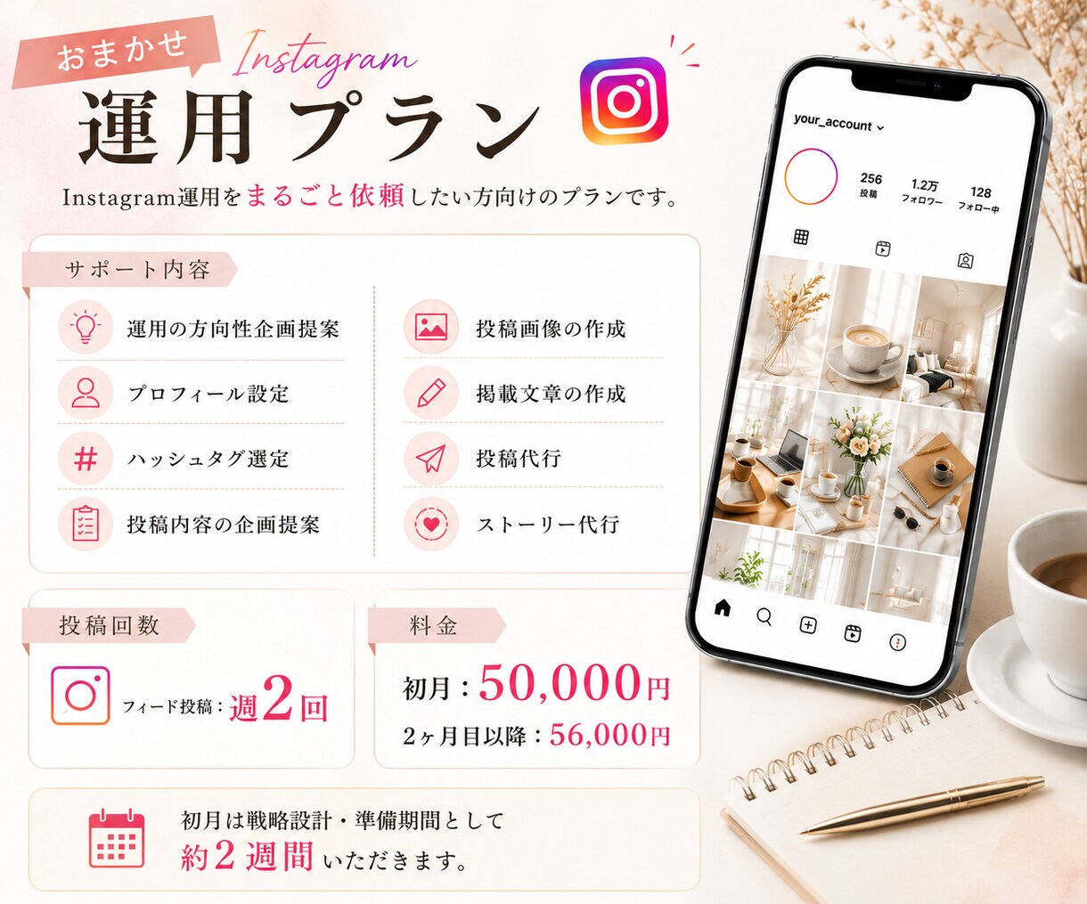 集客に繋がるInstagram運用代行します 実績キャンペーン価格※5名様まで イメージ4