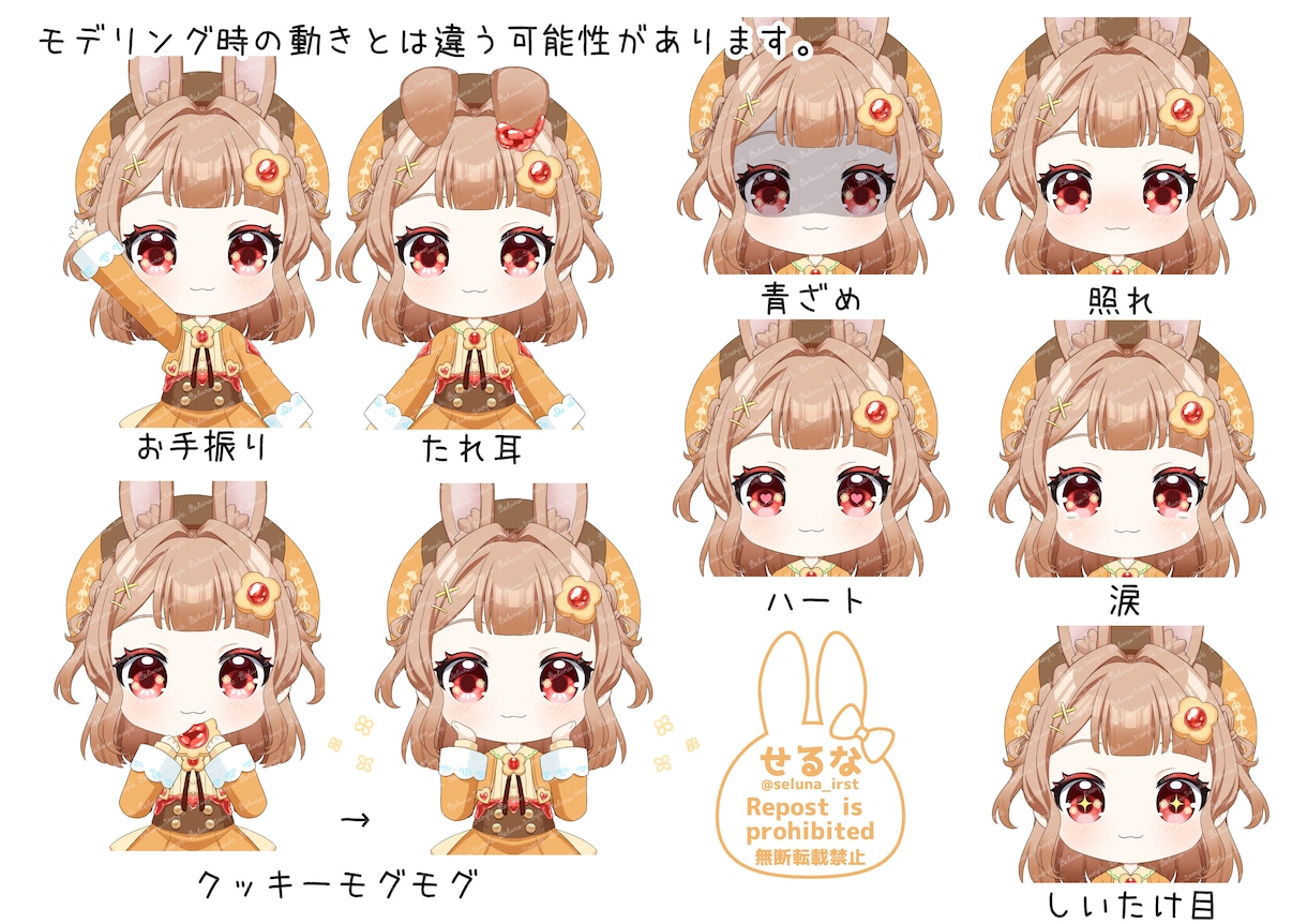 かわいいミニキャラのVTuberを制作します VTuber用キャラクターデザイン、パーツ分け、モデリング イメージ7