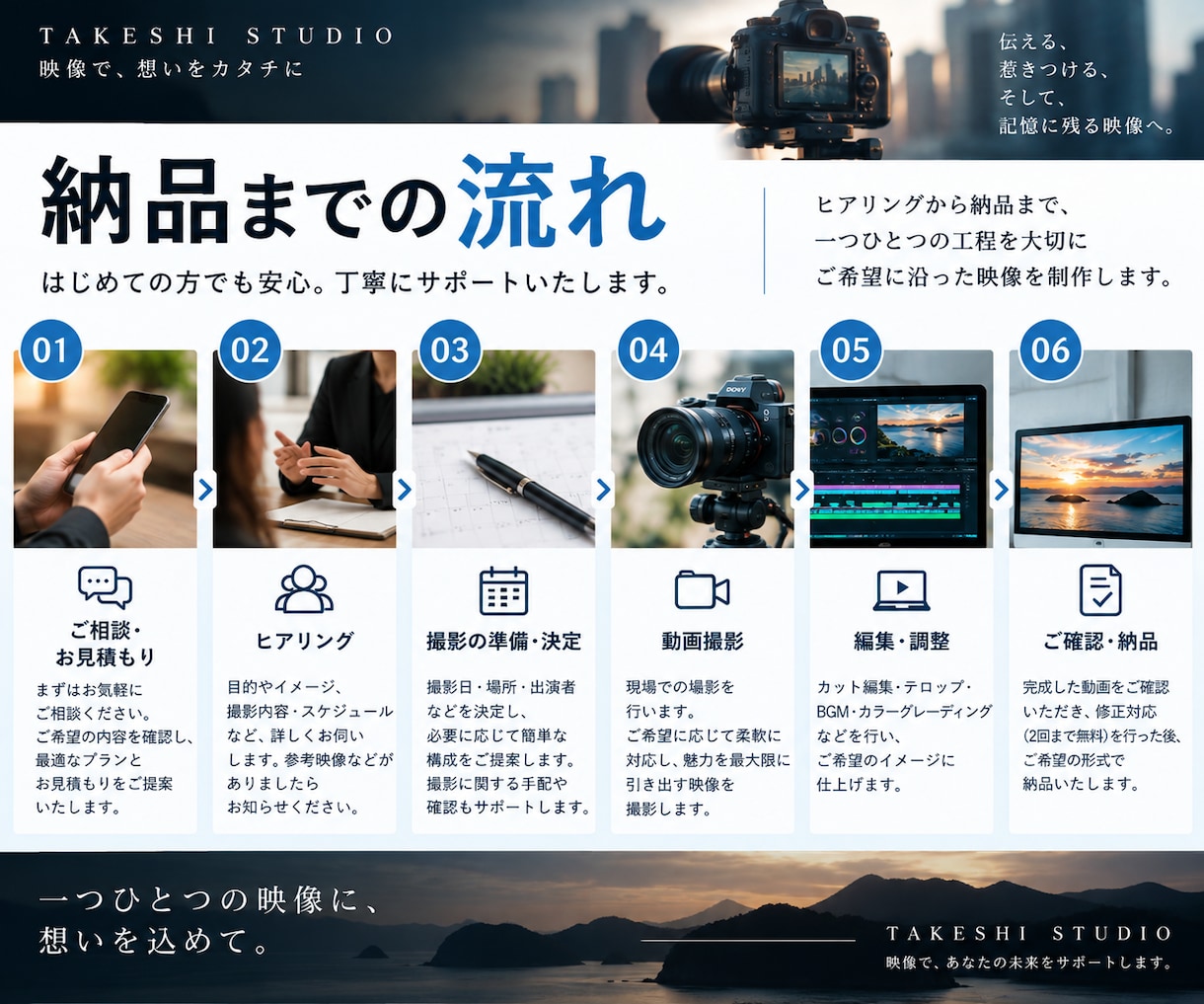 想いや魅力が伝わるPR動画を制作します シネマティックな映像で、伝えたい魅力を印象的に届けます イメージ3
