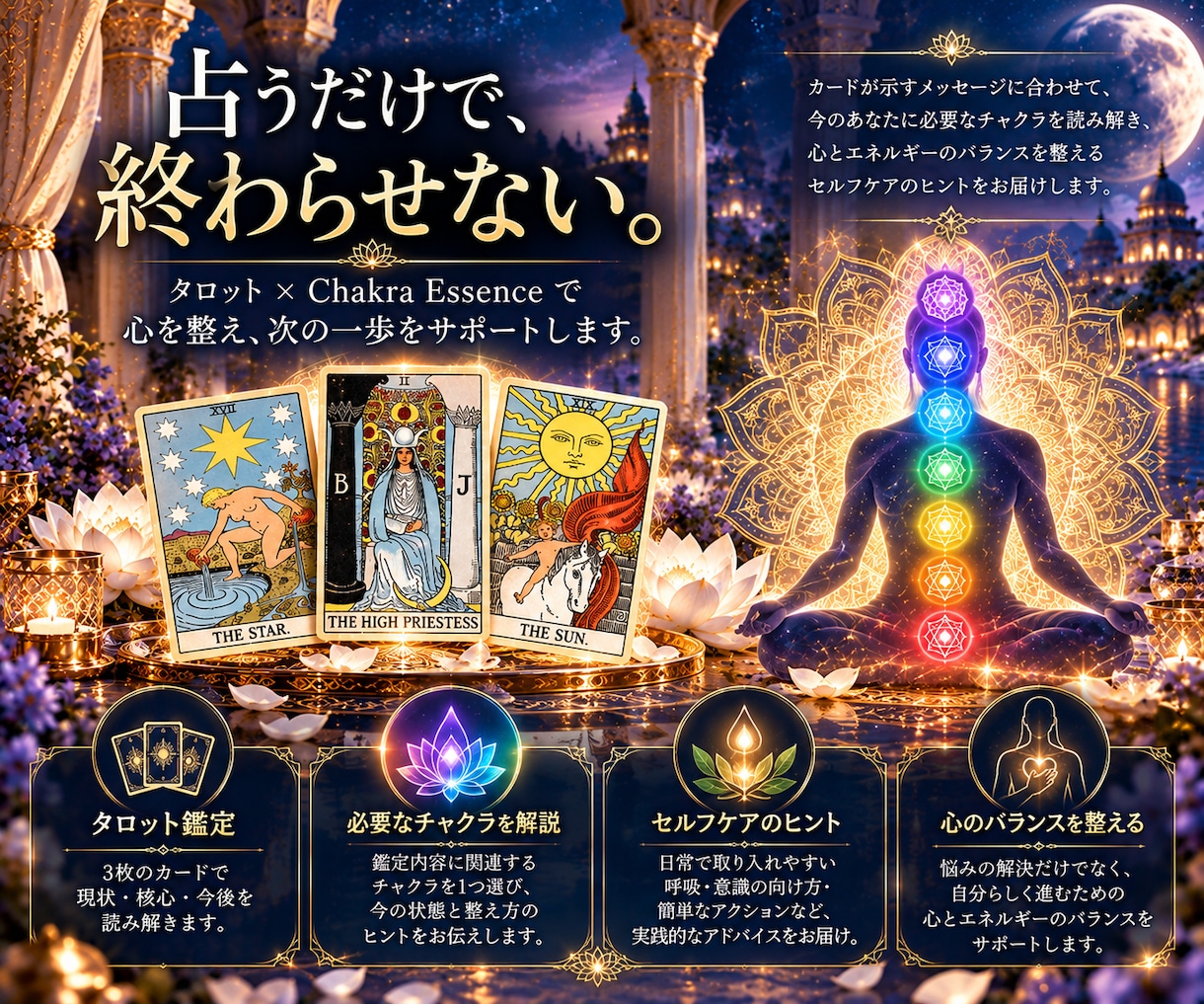 タロット3枚であなたのお悩みを丁寧に鑑定します 約2,000文字の詳細鑑定書と結果画像をお届けします イメージ3