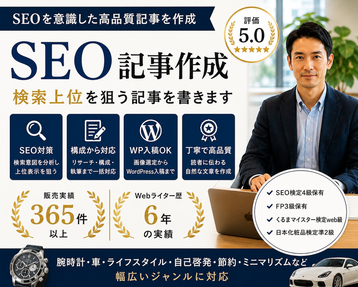 SEO記事作成|検索上位を狙う記事書きます Webライター歴6年|SEO検定保有|検索上位実績あり イメージ1