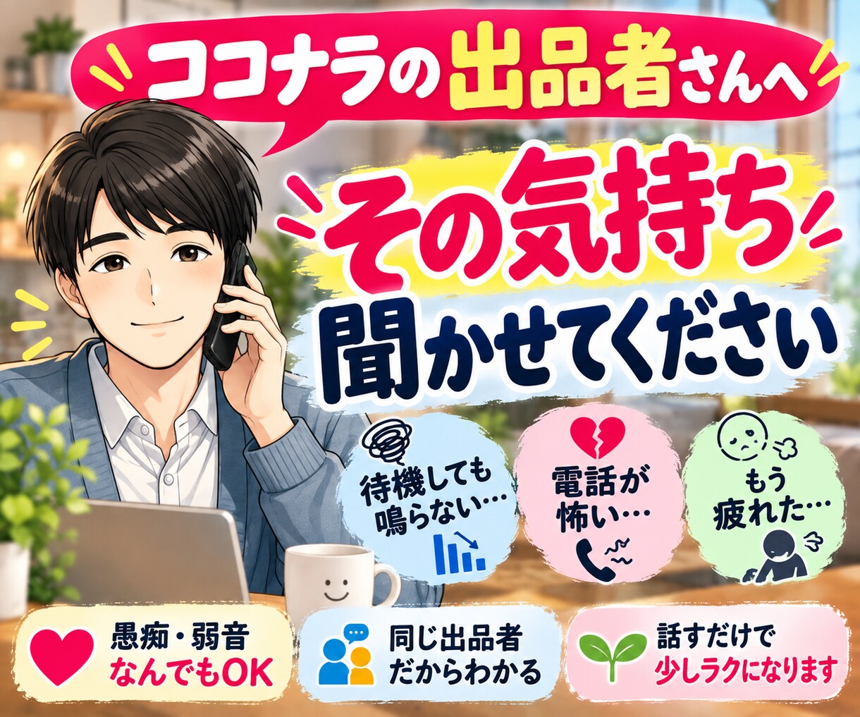 ココナラに疲れた出品者さんのお悩みお聞きします 売れない・待機がつらい…私も悩んだからこそ寄り添います イメージ2