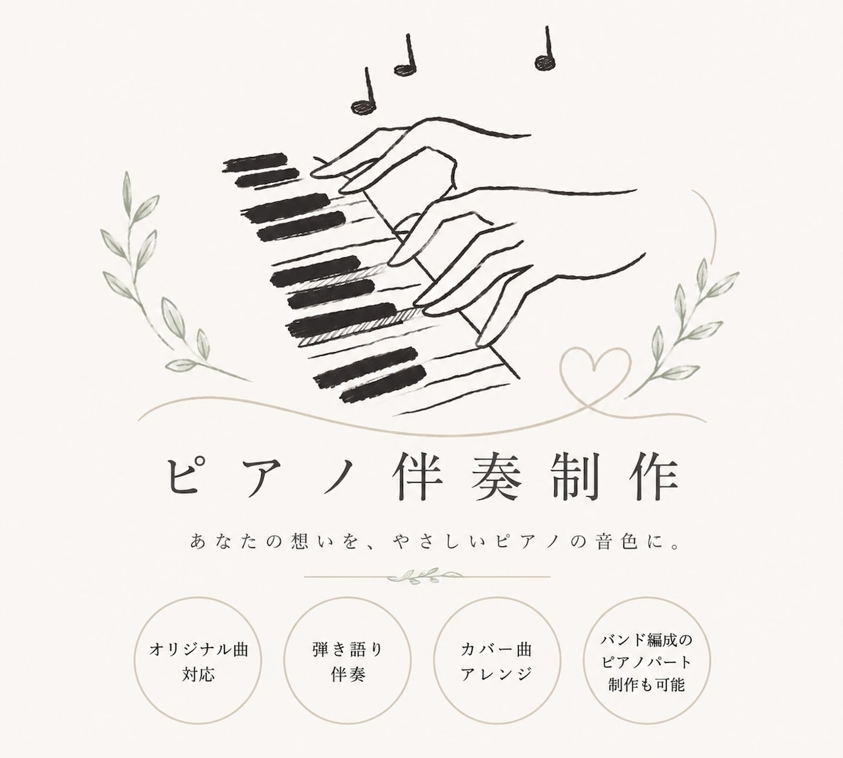 ピアノ伴奏作成します 弾き語り・歌唱用のピアノ伴奏をお作りします イメージ1