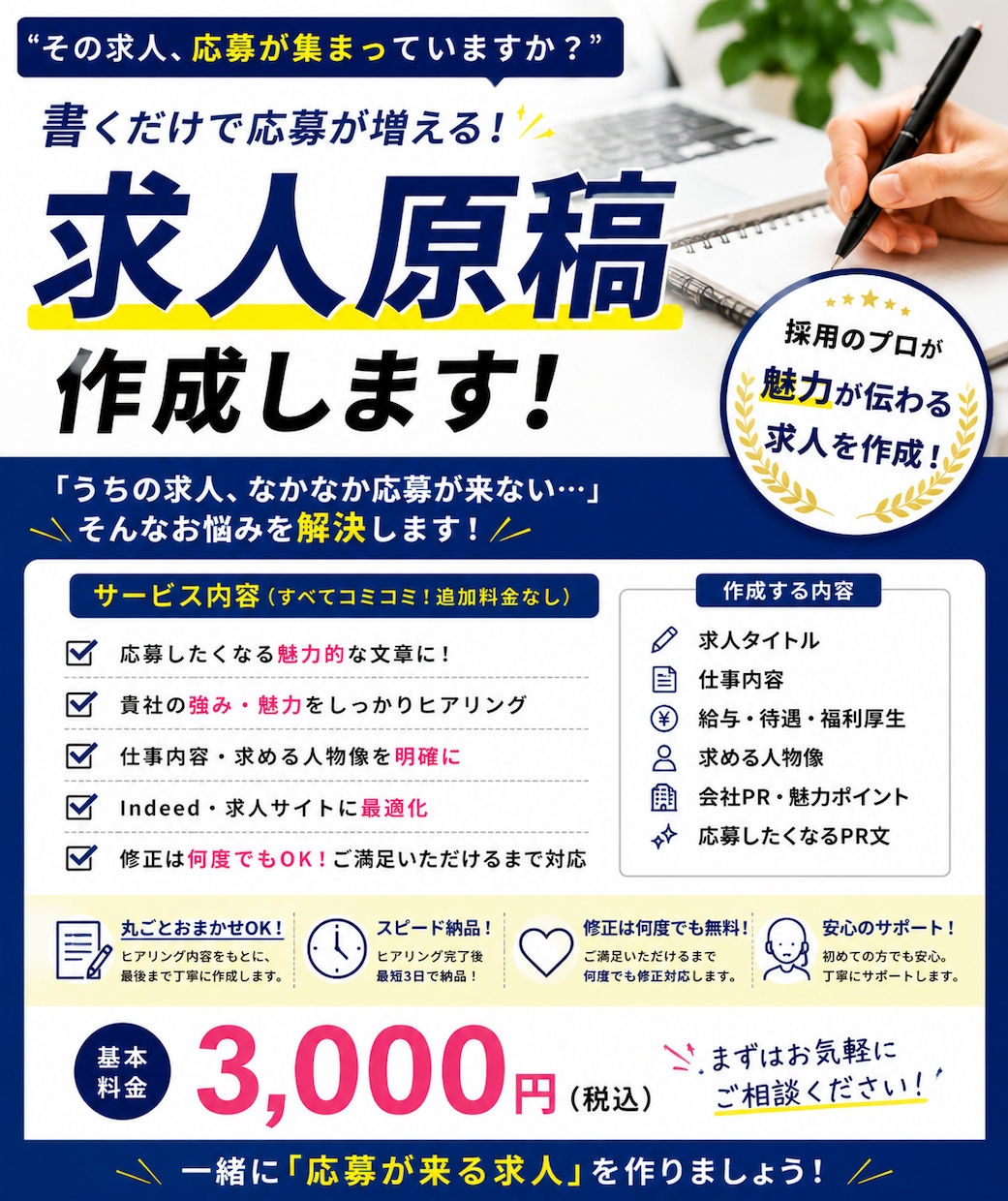 応募につながる求人原稿を作成します 採用したい人に伝わる求人原稿を丁寧に作成します イメージ1