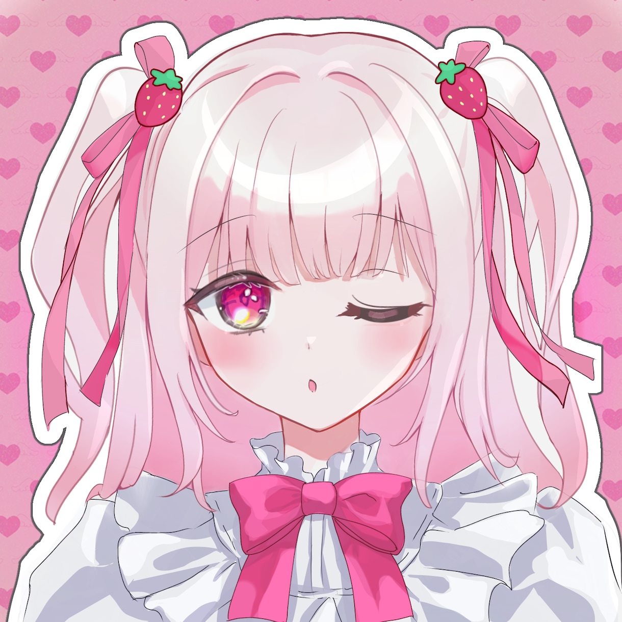ゆめかわ系量産型いちごアイコン描きます 推し活・夢絵にも◎ ゆめかわ量産型いちごアイコン描きます！ イメージ1