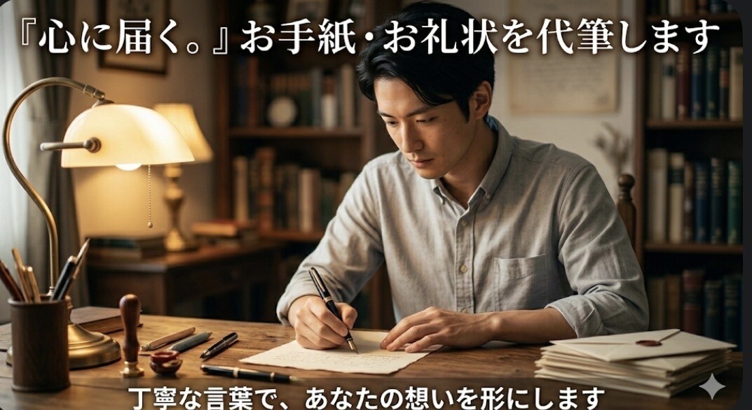 心に届く。お礼状やお手紙を代筆しますます あなたの想いを、丁寧な言葉で形にします手書きのような温かみを イメージ1