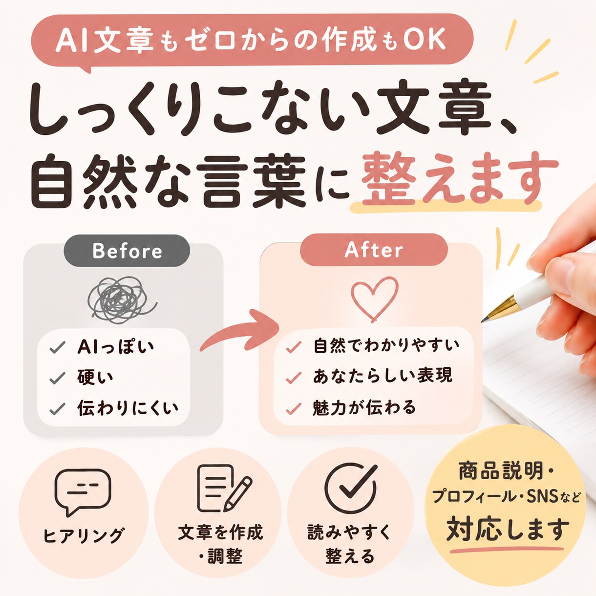 商品説明・プロフィールを作成・自然な文章に整えます ✦～読みやすいだけじゃない、“しっくりくる文章”へ～✦ イメージ1