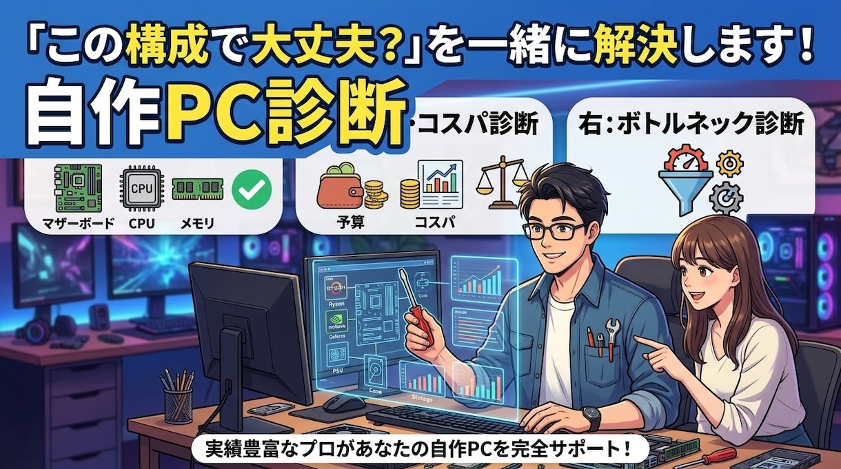 自作PCの構成・予算・ボトルネックを診断します 「この構成で大丈夫？」を一緒に解決します！ イメージ1