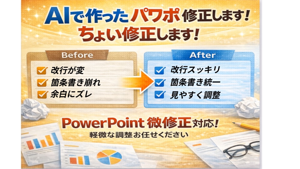 AIで作ったパワポのちょい修正します PowerPointの微修正します｜改行・箇条書き・配置調整 イメージ1
