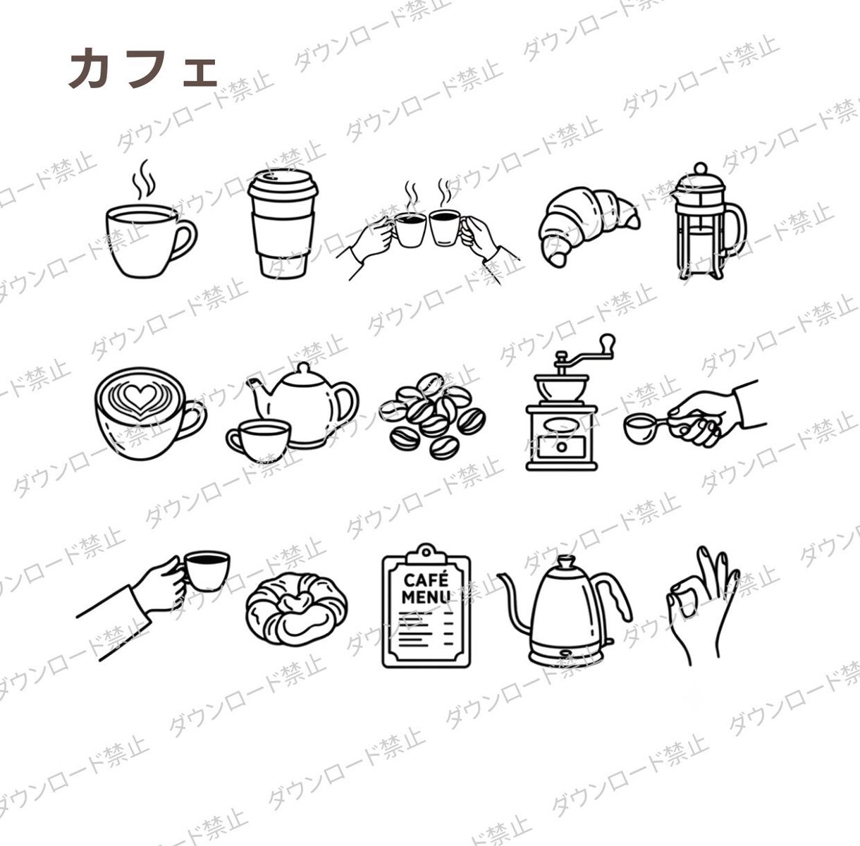 業種別モノトーンアイコン販売しています カフェ・パン・医療・ヨガ・エステで使えるアイコン1シート納品 イメージ6