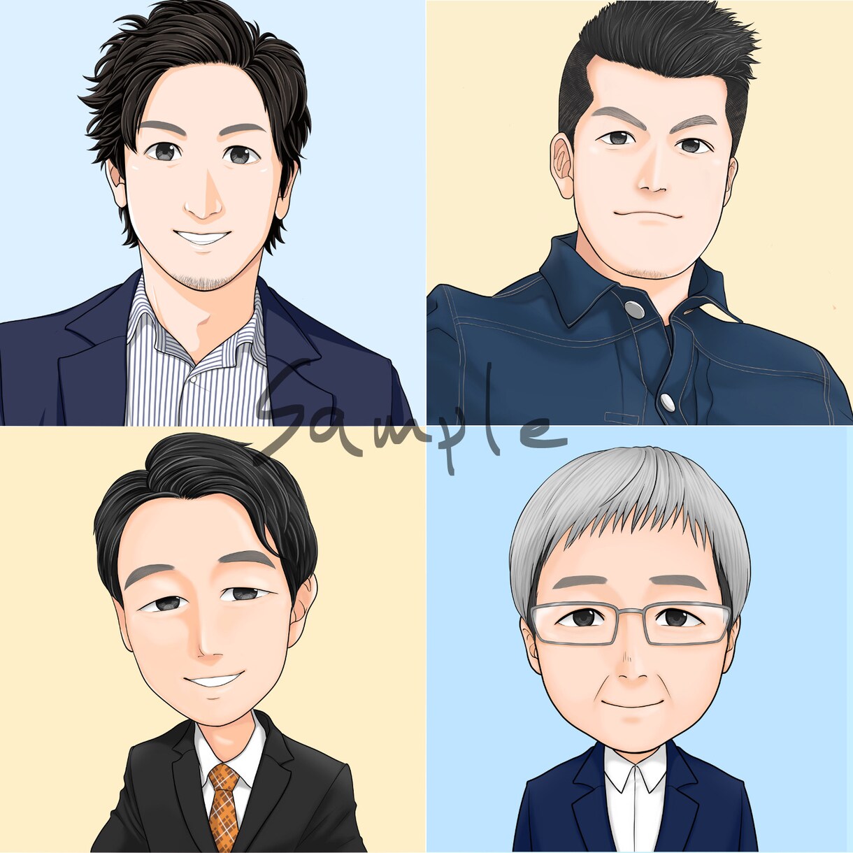 男性にオススメビジネス向け似顔絵イラスト描きます 差分、ＰＣ等作画ok Twitter,ブログ等SNSアイコン イメージ10