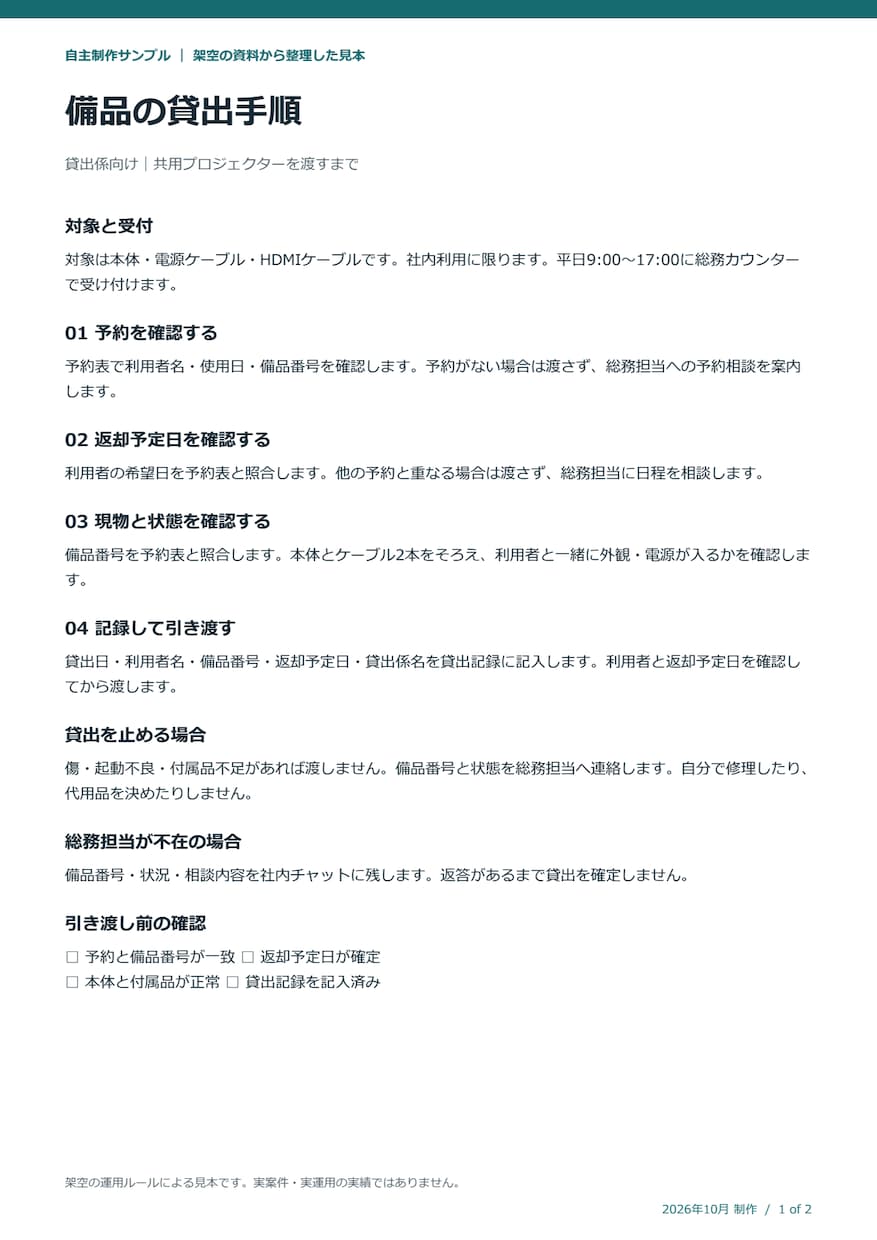 既存のメモや資料を業務手順書に整理します 引き継ぎ・新人教育に。手順と確認事項をWordに整理 イメージ2