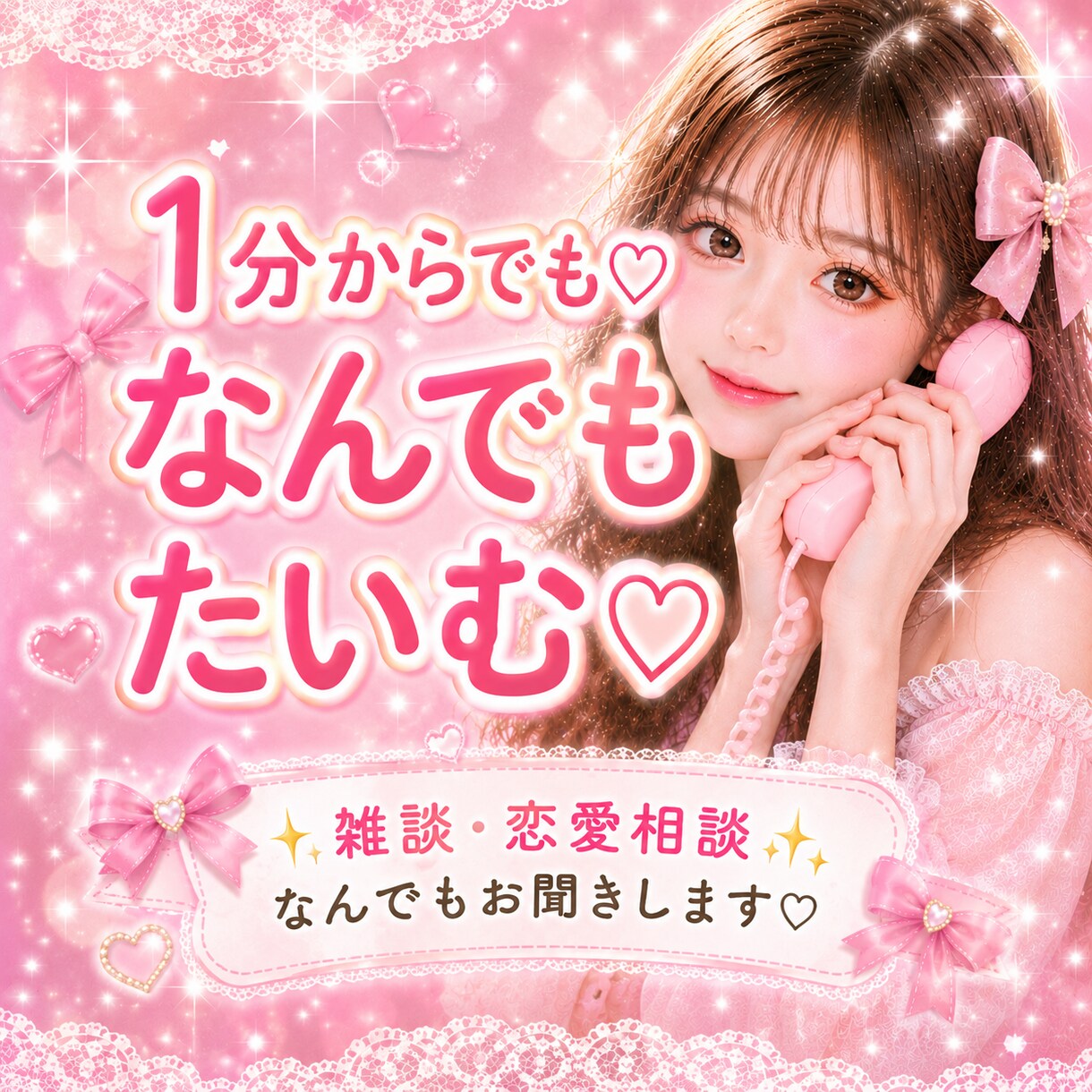 1分から♡なんでもお聞きします 雑談・恋愛・愚痴・相談♡なんでもOK♡ イメージ1