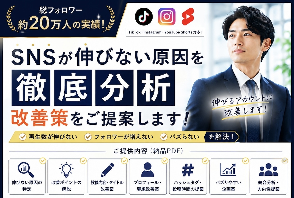 伸びない原因を特定して改善します 総フォロワー20万人の独自のノウハウでバズるを当たり前に イメージ1
