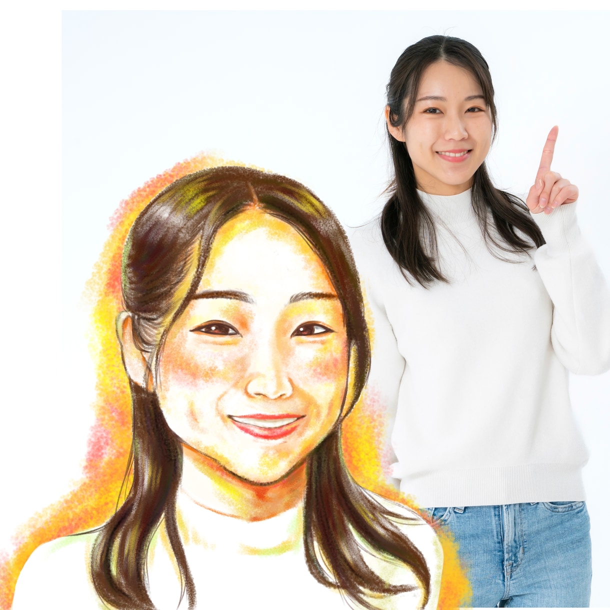 あったかい色調の似顔絵を描きます SNSアイコンやビジネスに、クレヨンみたいなほっこり似顔絵 イメージ1