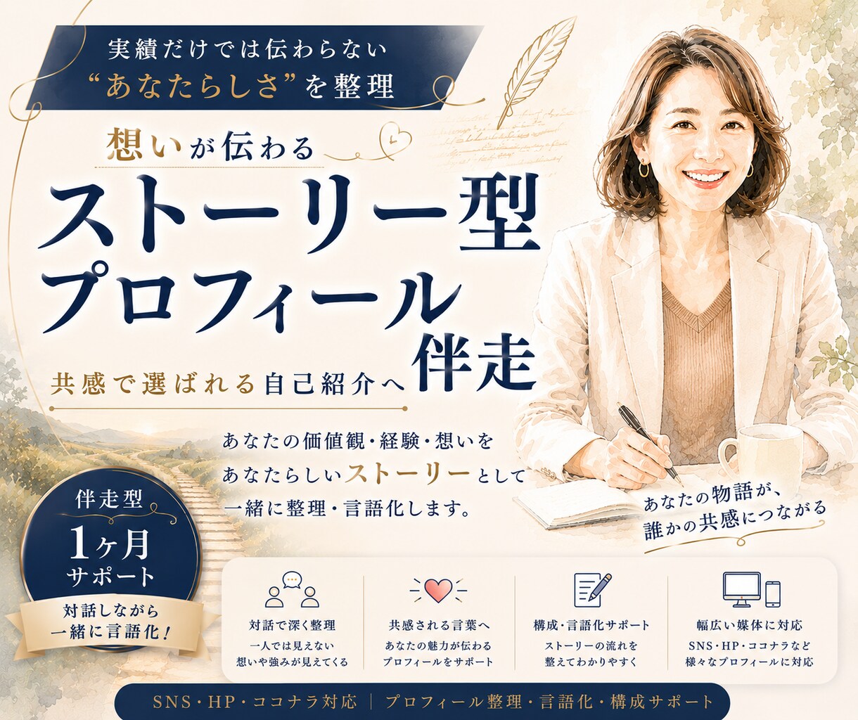 想いが伝わるストーリー型プロフィール伴走します 共感で選ばれる自己紹介へ｜あなたの価値観・経験を言語化！ イメージ1
