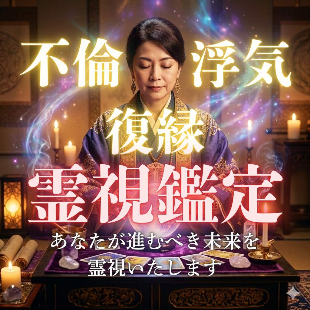 不倫や復縁、深い悩みを霊視で解決し未来へ導きます 苦しい不倫・復縁。霊視でお相手の心を視透し、真実を導きます。 イメージ1