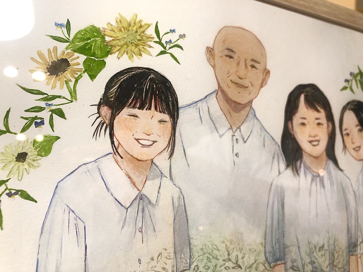 家族・ウェルカムボードに！水彩画似顔絵お描きします 【額装込み】お写真からリアルな水彩画の似顔絵をお描きします！ イメージ3